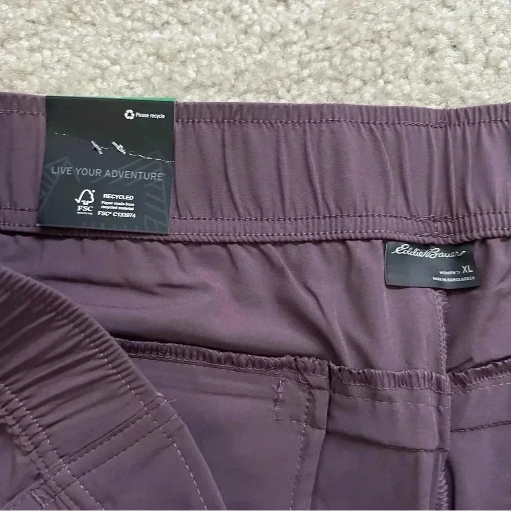 Eddie Bauer Traveler Ankle Pant Women Sz XL purple Stretch Light Weight 1669563